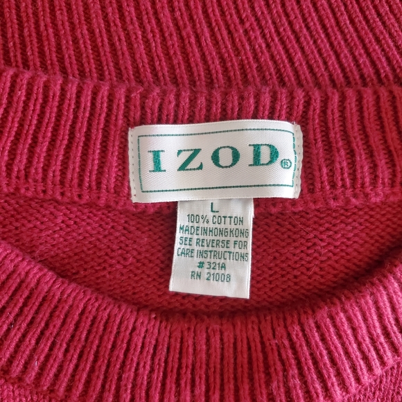 Vintage IZOD Embroidered Red Golf Sweater Size Large 100% Cotton - Picture 7 of 9
